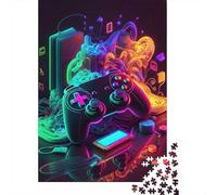 Game Controller 1000 Piece Jigsaw Puzzle Adults Puzzle Game for Family Neon Gaming Elements Paper Relaxation Focus Gift 38x26cm/1000pcs