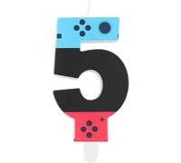 Game Controller Birthday Candle, Gaming Party Candle,Boys Girls 5th Birthday Candle,Blue Red Number 5 Candle,Game Controller Cake Topper for Birthday Decorations Party Supplies,Game Theme Decorations