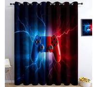 Game Controller Blackout Curtains for Kids Boys Teens, 90 Inches Drop Window Drapes - Gaming Style Print Thermal Eyelet Curtains for Bedroom Living Room Room Decoration 2 Panels W 46 x L 90 Inches