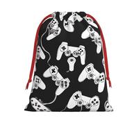 Game Controller Print Drawstring Gift Bag With Pull Cord Closure For Gifting And Storage