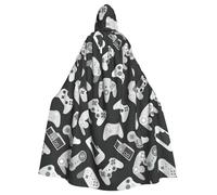 Game Controller Print Elegant Witch Cape,Hooded Cloak,Wizard Costume For Halloween,Cosplay And Carnival