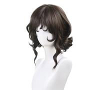 Game Cosplay Wig Brown Hair Wig Short Curly Wig Layered Wig with Bangs Halloween Party Wigs