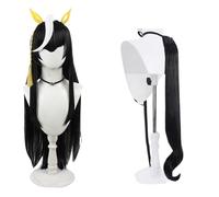 Game Cosplay Wig Deep Brown Hair Long Straight Wigs with Bang Cosplay Show+ Ears+Tail