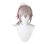 Game Cosplay Wig for Men Gray Pink Highlights Red Hair Wigs for Anime Halloween Costume Wig Heat Resistant Synthetic Hair Wigs