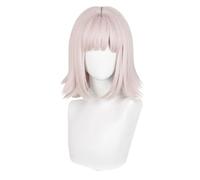Game Cosplay Wig Grey Pink Wig Short Straight Wigs with Bangs Halloween Costume Wigs