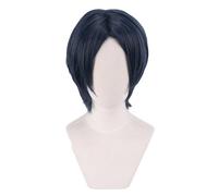 Game Cosplay Wig Short Ombre Grey Purple Hair Straight Hair Heat Resistant Wigs WBASOZMO(Blue Grey)