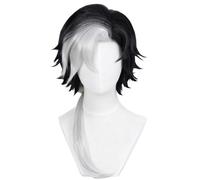 Game Cosplay Wigs for Joseph Desaulniers Black and White Highlights Short Wig with Bangs Realistic for Halloween Party Costume