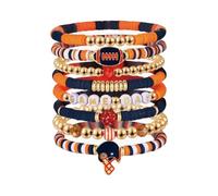 Game Day Bracelets for Women & Men - Stackable Sports Charm Bracelets, Football Fan Jewelry, Football Mom Gifts, Adjustable Boho Wristbands (orange)