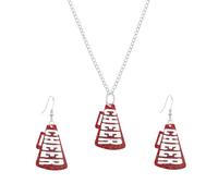 Game Day Cheer Earrings Cheerleader Megaphone Charm Earrings Necklace for Women Coach Mom Cheer Cheerleader Gift Jewelry Cheerleading Accessories, M, Zinc, No Gemstone