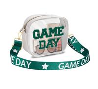 Game Day Clear Bag for Stadium Events with Letter Patches Stadium Approved Clear Crossbody Purse for Concerts Sports Events, Green White