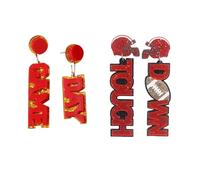 Game Day Drop Earrings for Women Acrylic Football Dangle Earrings Colorful Touchdown Drop Earrings Long Statement Drop Dangle Earring Sports Theme Jewelry, One Size, Metal, No Gemstone