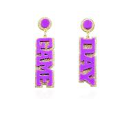Game Day Drop Earrings for Women Acrylic Football Dangle Earrings Colorful Touchdown Drop Earrings Long Statement Drop Dangle Earring Sports Theme Jewelry, One Size, Metal, No Gemstone