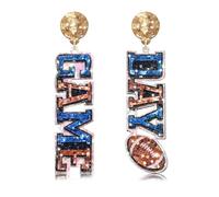 Game Day Earrings Football Earrings for Women Leather Game Day Football Team Drop Dangle Earrings Football Mom Accessories Sports Jewelry Gifts, Leather, No Gemstone