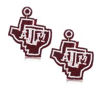 Game Day Earrings Football University College Team Spirit Texas A&M Maroon White Beaded Dangle Earrings Gameday Sports Jewelry Accessory Gift for Football Mom Fans