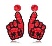 Game Day Earrings for Women Beaded Dangle Earrings #1 Hand Post Earrings Handmade Sports Earrings Party Favors Jewelry Gift, Zinc, crystal