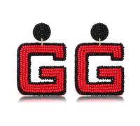 Game Day Earrings for Women Beaded Dangle Earrings #1 Hand Post Earrings Handmade Sports Earrings Party Favors Jewelry Gift, Zinc, crystal