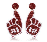 Game Day Earrings for Women Beaded Dangle Earrings #1 Hand Post Earrings Handmade Sports Earrings Party Favors Jewelry Gift, Zinc, crystal