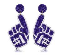 Game Day Earrings for Women Beaded Dangle Earrings #1 Hand Post Earrings Handmade Sports Earrings Party Favors Jewelry Gift, Zinc, crystal