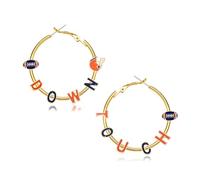 Game Day Earrings for Women Football Hoop Earrings TOUCH DOWN Earrings Sports Statement Earrings Game Day Jewelry, Metal, No Gemstone