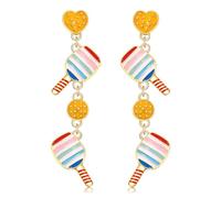 Game Day Earrings for Women Pickleball Paddle Earrings Pickleball Racket Dangle Earrings Sports Accessories Game Day Jewelry Gifts for Pickleball Fan, Zinc, No Gemstone
