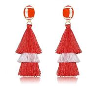 Game Day Earrings Sport Football Tassel Drop Earrings Fun Team Color Statement Earrings Game Day Team Supports Fan Jewelry Gift, Metal, No Gemstone