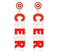 Game Day Enamel Football Cheer Earrings - Sport Team Drop Dangle Earrings for Women - Team Spirit Cheerleading Fans Outfits Accessories Gifts, Zinc, No Gemstone