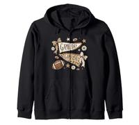 Game Day Football Bows Checkered Leopard Print Zip Hoodie