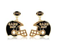 Game Day Football Earrings for Women Enamel Football Helmet Drop Dangle Earrings Football Team Spirit Earrings Jewelry Accessories for Football Mom Gift, L, Metal, No Gemstone