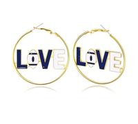 Game Day Football LOVE Hoop Earrings Fashion Sports Jewelry gifts for Mom&Women Perfect Game Day Outfit Accessories, One Size, Copper, No Gemstone