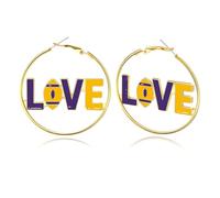 Game Day Football LOVE Hoop Earrings Fashion Sports Jewelry gifts for Mom&Women Perfect Game Day Outfit Accessories, One Size, Copper, No Gemstone