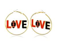 Game Day Football LOVE Hoop Earrings Fashion Sports Jewelry gifts for Mom&Women Perfect Game Day Outfit Accessories, One Size, Copper, No Gemstone