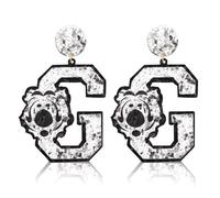 Game Day Football Sports Glitter Tiger Elephant Dangle Earrings - College School Team Spirit Jewelry Gifts for Sport Fans, L, Leather, No Gemstone