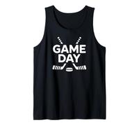 Game Day, Fun Ice Hockey Puck and Sticks for Sport Lovers Tank Top