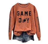 Game Day Long Sleeve Sweatshirts for Women Trendy Y2K Crewneck Outfits Comfort Skimpy Graphic Letter Hoodies Aesthetic Fashion College Workou Oversized Sweatshirts Gothic Fall 2025 Coffee