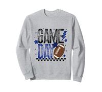 Game Day Retro Football Season Blue & Black Lightning Bolt Sweatshirt