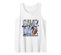 Game Day Retro Football Season Blue & Black Lightning Bolt Tank Top