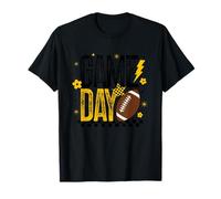 Game Day Retro Football Season Gold & Black Lightning Bolt T-Shirt
