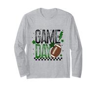 Game Day Retro Football Season Green & Black Lightning Bolt Long Sleeve T-Shirt