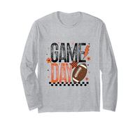 Game Day Retro Football Season Orange & Black Lightning Bolt Long Sleeve T-Shirt
