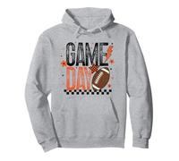 Game Day Retro Football Season Orange & Black Lightning Bolt Pullover Hoodie