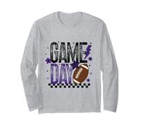 Game Day Retro Football Season Purple & Black Lightning Bolt Long Sleeve T-Shirt