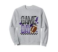 Game Day Retro Football Season Purple & Black Lightning Bolt Sweatshirt