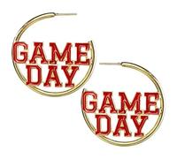 Game Day Round Big Hoop Earrings Colorful Game Day Letter Earrings Football Game Day Dangle Drop Earrings Sport Team Spirit Jewelry Outfits Accessories, Zinc, No Gemstone