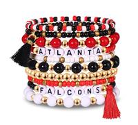 Game Day Stackable Bracelets Football College School Team Spirit Color Beaded Stack Stretch Bracelet Jewelry Football Mom Fans Accessories Gifts, M, Clay Beaded, no gemstone