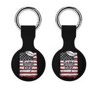 Game Day U.S. Flag Football Lovers Compatible with Airtag Locator Silicone Protective Case with Keychain 2PCS