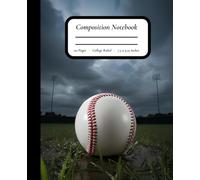Game Delay: Baseball Composition Notebook - Clean Baseball on Cloudy Field - 7.5" x 9.25", College Ruled, 110 Pages
