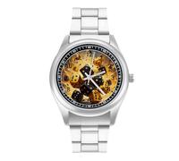 Game Dice Art Men's Casual Watch with Stainless Steel Strap Alloy Quartz Wrist Watches