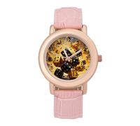 Game Dice Art Womens Elegant Watch Analogue Quartz Watch Leather Band Wristwatch