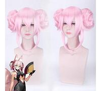 Game Fate Grand Order Tamamo No Mae Cosplay Wigs Pink Synthetic Hair Halloween Party Fgotamamo No Mae Wig with Double Ponytails