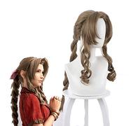 Game Final Fantasy Vii Aerith Gainsborough Cosplay Wigs Brown Long Curly Heat Resistant Synthetic Hair Peruca+ Wig Cap